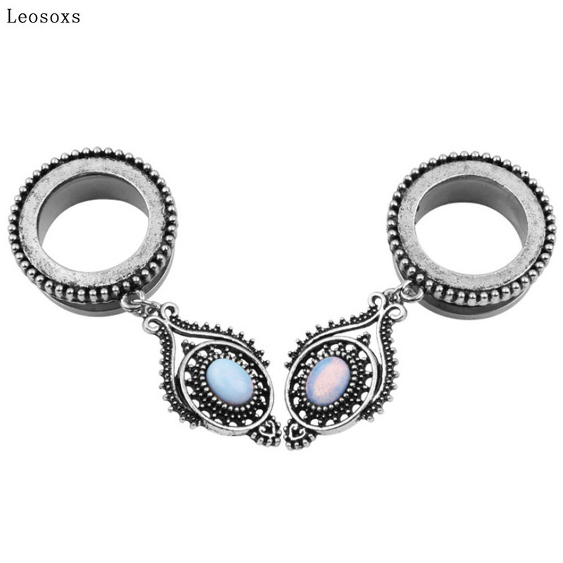 Leosoxs 2 buc. Vânzare directă din fabrică Creative Retro 3D Opal Pandantiv ureche Pinna Scripete din oțel inoxidabil Bijuterii piercing pentru ureche