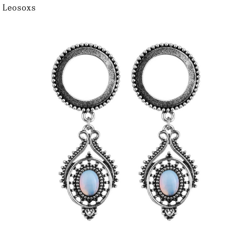 Leosoxs 2 buc. Vânzare directă din fabrică Creative Retro 3D Opal Pandantiv ureche Pinna Scripete din oțel inoxidabil Bijuterii piercing pentru ureche