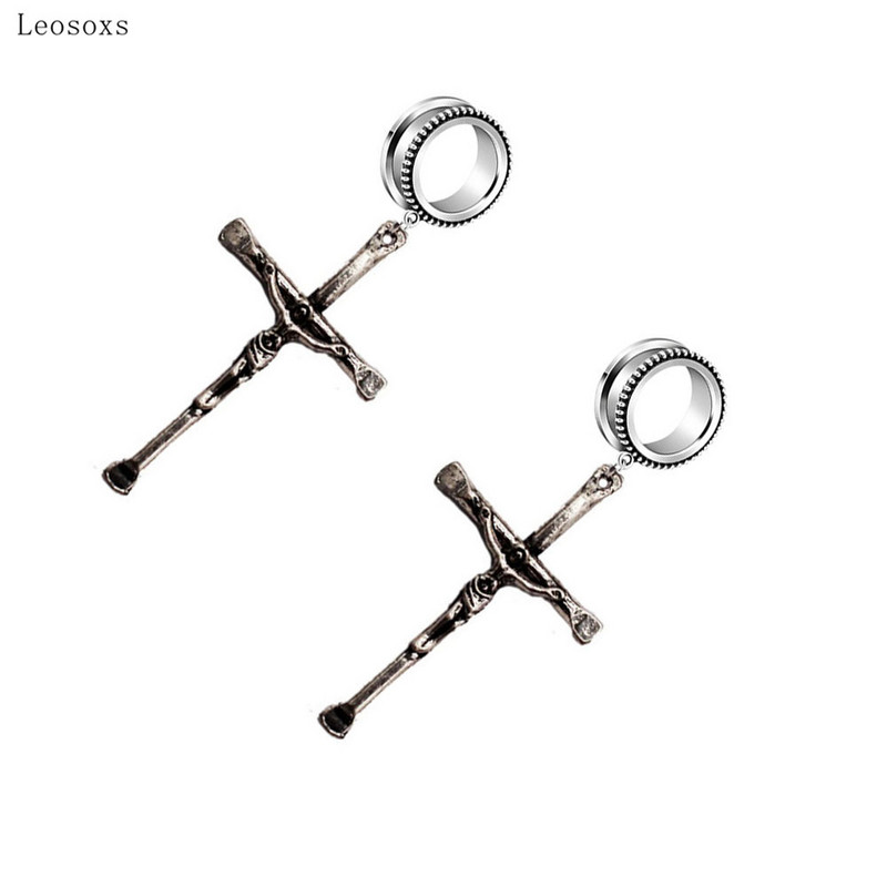 Leosoxs 2 bucăți modele europene și americane fierbinți, amplificator pentru urechi în cruce antică, amplificator pentru urechi cu scripete, bijuterii piercing