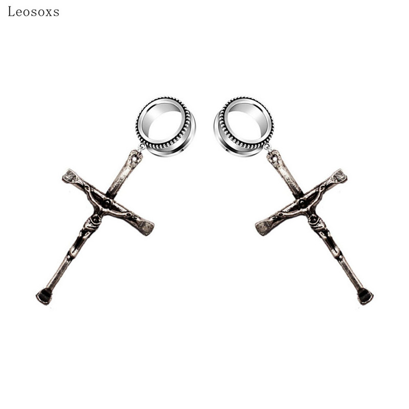 Leosoxs 2 bucăți modele europene și americane fierbinți, amplificator pentru urechi în cruce antică, amplificator pentru urechi cu scripete, bijuterii piercing