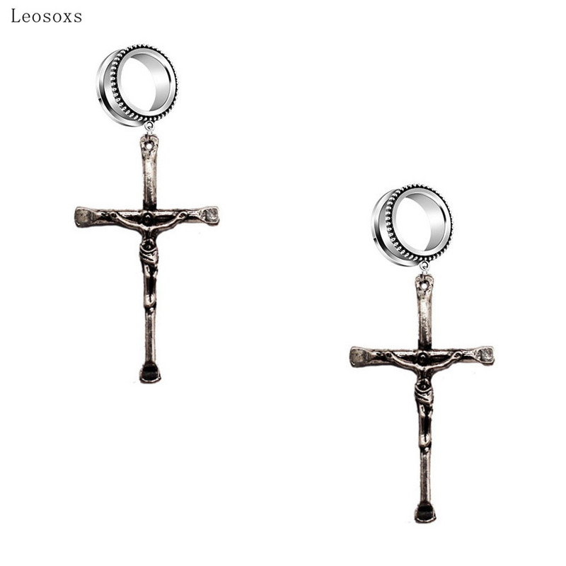 Leosoxs 2 bucăți modele europene și americane fierbinți, amplificator pentru urechi în cruce antică, amplificator pentru urechi cu scripete, bijuterii piercing