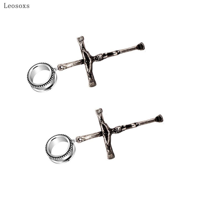 Leosoxs 2 bucăți modele europene și americane fierbinți, amplificator pentru urechi în cruce antică, amplificator pentru urechi cu scripete, bijuterii piercing