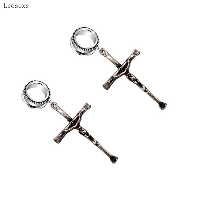 Leosoxs 2 bucăți modele europene și americane fierbinți, amplificator pentru urechi în cruce antică, amplificator pentru urechi cu scripete, bijuterii piercing