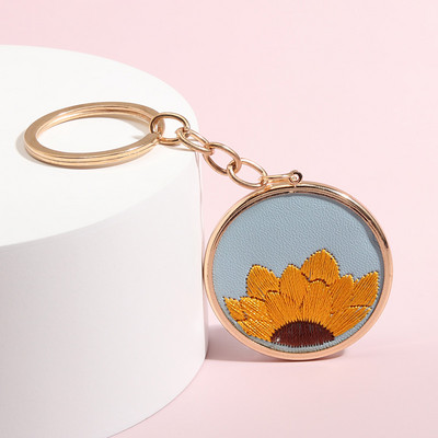 Breloc nou din piele broderie floarea soarelui breloc stil etnic breloc pentru femei fete accesoriu geantă bijuterii bricolaj cadouri