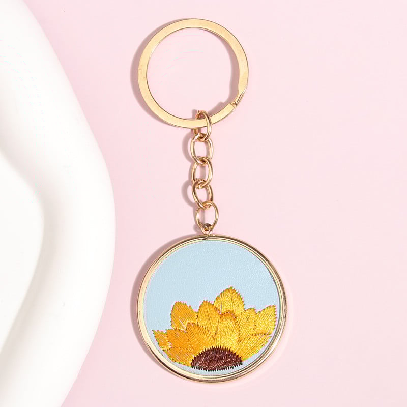 Breloc nou din piele broderie floarea soarelui breloc stil etnic breloc pentru femei fete accesoriu geantă bijuterii bricolaj cadouri