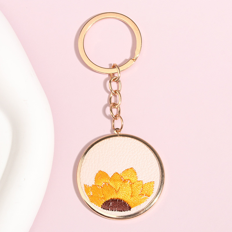 Breloc nou din piele broderie floarea soarelui breloc stil etnic breloc pentru femei fete accesoriu geantă bijuterii bricolaj cadouri