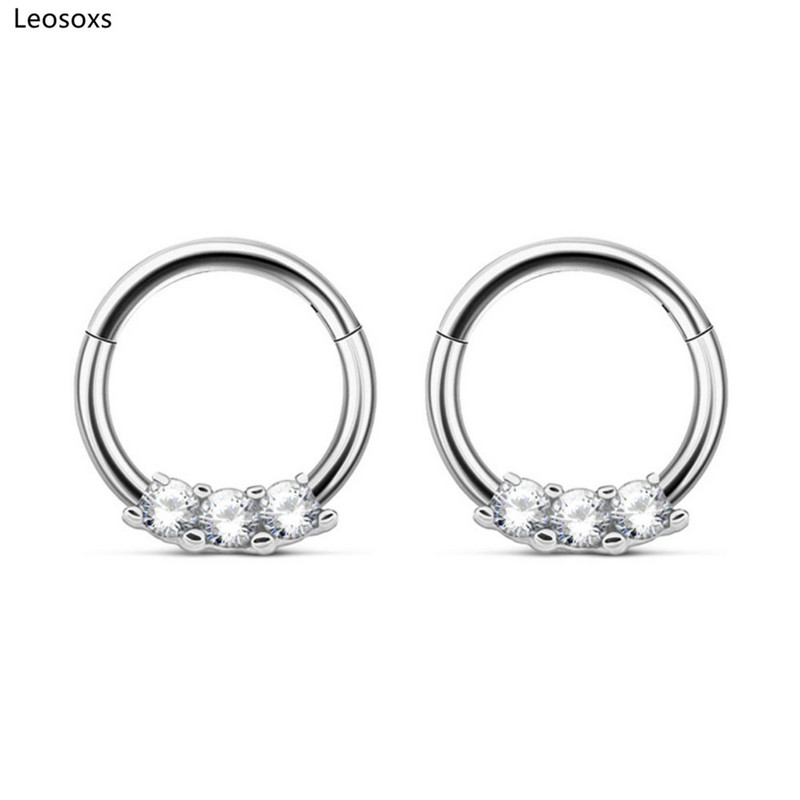 Leosoxs 2 buc. Produs nou, multifuncțional, de înaltă calitate, în formă de O, 3 diamante, 3 bijuterii pentru piercing pentru unghii.