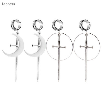Leosoxs 2бр. Експлозивен нов продукт Меч от неръждаема стомана Moon Ear Expansion Бижута за пиърсинг на тялото