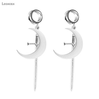 Leosoxs 2db robbanékony új termék rozsdamentes acél kard hold fültágító testpiercing ékszer