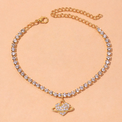 Stonefans Ins Fashion Planet Heart Charm gleznele pentru femei Lanț cu strass gleznă brățară picior pandantiv picior lanț bijuterii