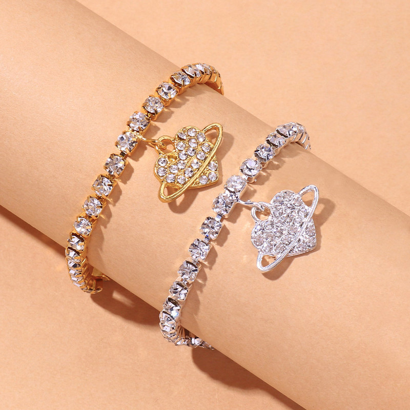 Stonefans Ins Fashion Planet Heart Charm gleznele pentru femei Lanț cu strass gleznă brățară picior pandantiv picior lanț bijuterii