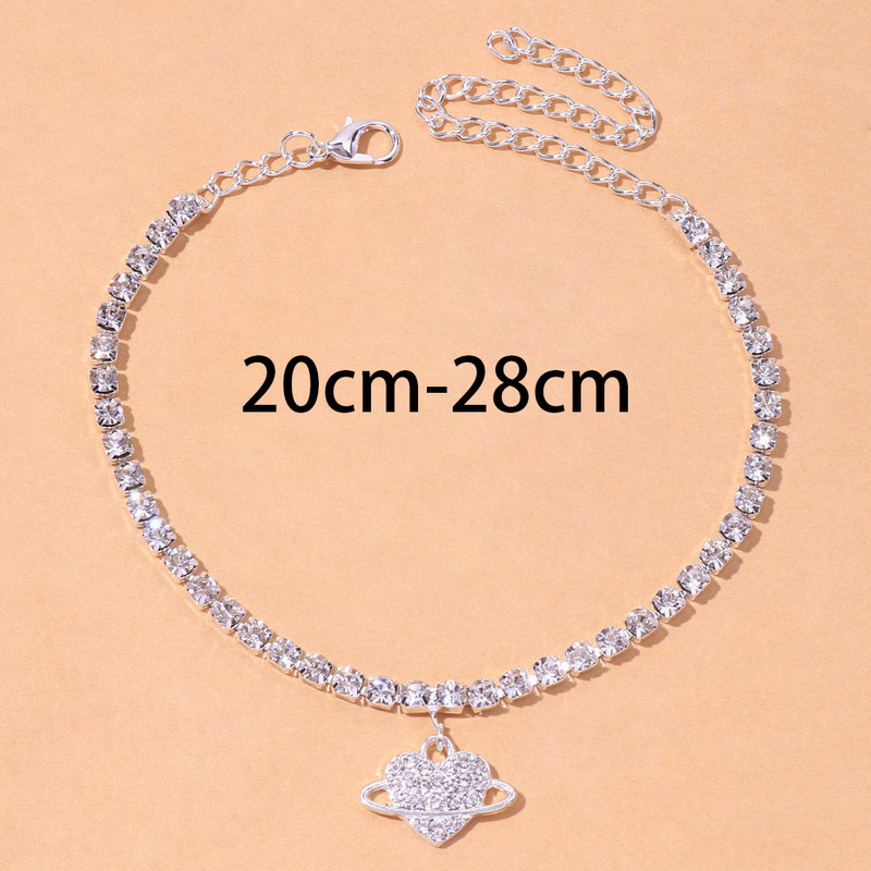 Stonefans Ins Fashion Planet Heart Charm gleznele pentru femei Lanț cu strass gleznă brățară picior pandantiv picior lanț bijuterii