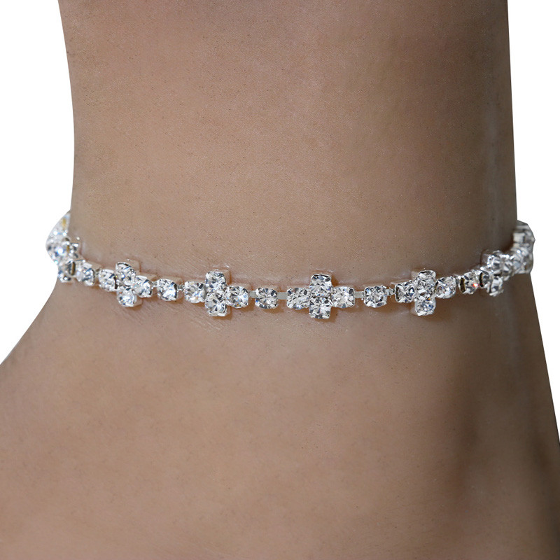 Stonefans, lanț cu strasuri, gleznă încrucișată mică pentru femei, livrare gratuită, bijuterii simple