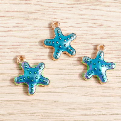 10 bucăți/lot brelocuri de viață marină email pentru fabricarea de bijuterii brelocuri din scoici de stele de mare pandantive pentru coliere drăguțe cercei accesoriu bricolaj