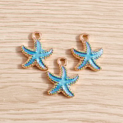 10 bucăți/lot brelocuri de viață marină email pentru fabricarea de bijuterii brelocuri din scoici de stele de mare pandantive pentru coliere drăguțe cercei accesoriu bricolaj