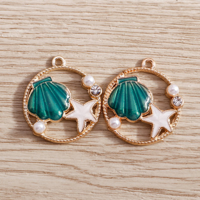10 bucăți/lot brelocuri de viață marină email pentru fabricarea de bijuterii brelocuri din scoici de stele de mare pandantive pentru coliere drăguțe cercei accesoriu bricolaj