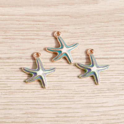 10 bucăți/lot brelocuri de viață marină email pentru fabricarea de bijuterii brelocuri din scoici de stele de mare pandantive pentru coliere drăguțe cercei accesoriu bricolaj