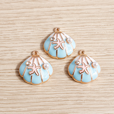 10 bucăți/lot brelocuri de viață marină email pentru fabricarea de bijuterii brelocuri din scoici de stele de mare pandantive pentru coliere drăguțe cercei accesoriu bricolaj