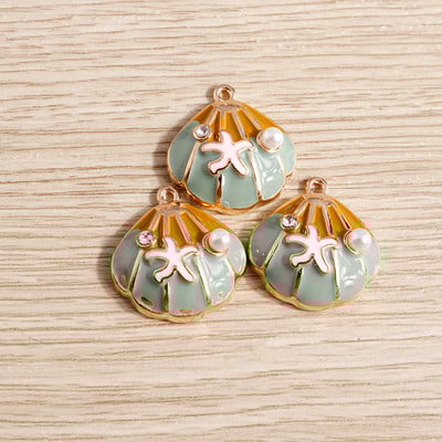 10 bucăți/lot brelocuri de viață marină email pentru fabricarea de bijuterii brelocuri din scoici de stele de mare pandantive pentru coliere drăguțe cercei accesoriu bricolaj