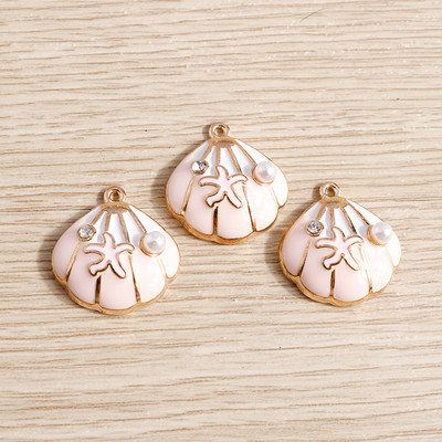 10 bucăți/lot brelocuri de viață marină email pentru fabricarea de bijuterii brelocuri din scoici de stele de mare pandantive pentru coliere drăguțe cercei accesoriu bricolaj