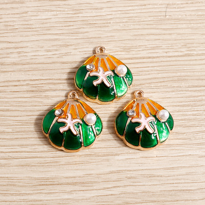 10 bucăți/lot brelocuri de viață marină email pentru fabricarea de bijuterii brelocuri din scoici de stele de mare pandantive pentru coliere drăguțe cercei accesoriu bricolaj