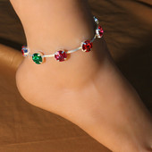Stonefans Ins modna šarena kristalna narukvica za gležanj za žene Boho Nakit za plažu za stopala Rainbow Narukvica za gležanj Nakit za noge