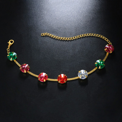 Stonefans Ins modna šarena kristalna narukvica za gležanj za žene Boho Nakit za plažu za stopala Rainbow Narukvica za gležanj Nakit za noge