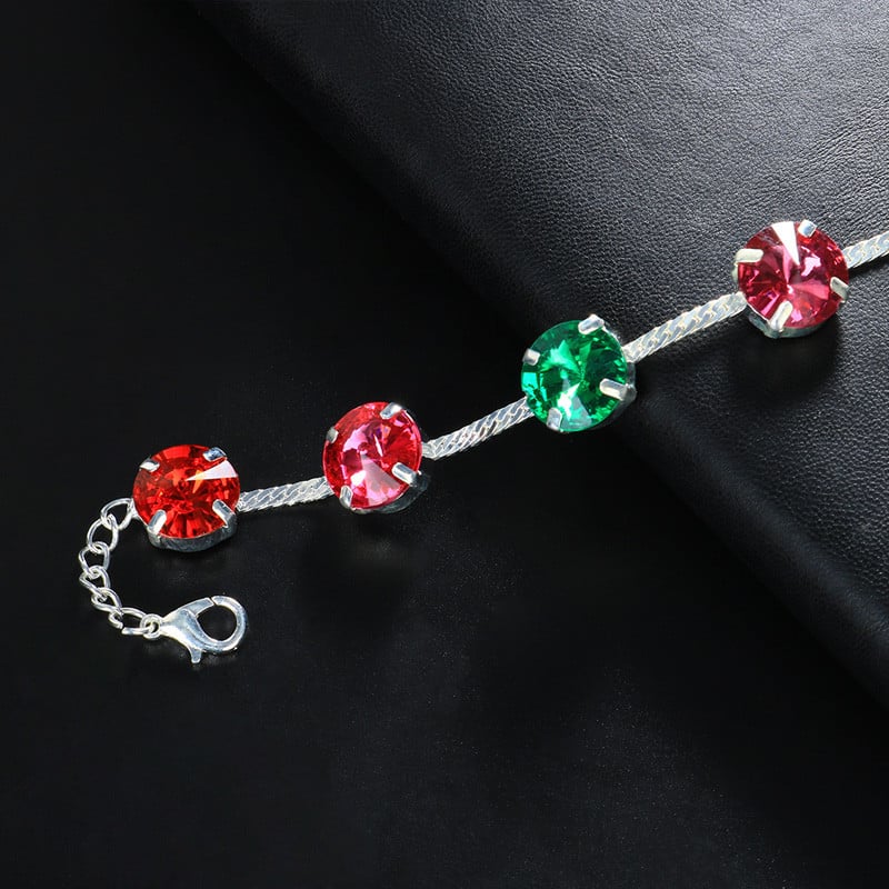 Stonefans Ins modna šarena kristalna narukvica za gležanj za žene Boho Nakit za plažu za stopala Rainbow Narukvica za gležanj Nakit za noge