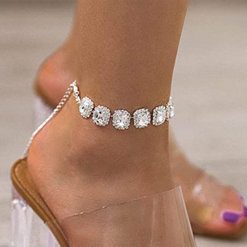 Stonefans модни големи квадратни кристални вериги за глезена на едро Дамски плажни боси сандали Верига за крака гривна за глезена Бижута за крака