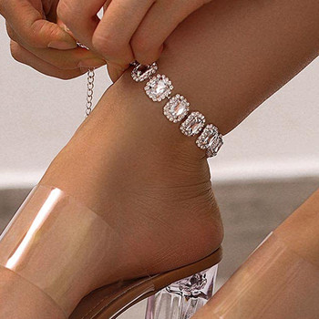 Stonefans модни големи квадратни кристални вериги за глезена на едро Дамски плажни боси сандали Верига за крака гривна за глезена Бижута за крака