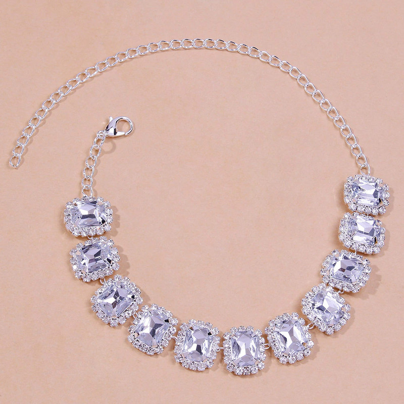 Stonefans Fashion Big Square Crystal Lanț de gleznă Comerț cu ridicata Femei Beach Sandale desculțe Lanț de gleznă Brățară Bijuterii pentru picioare