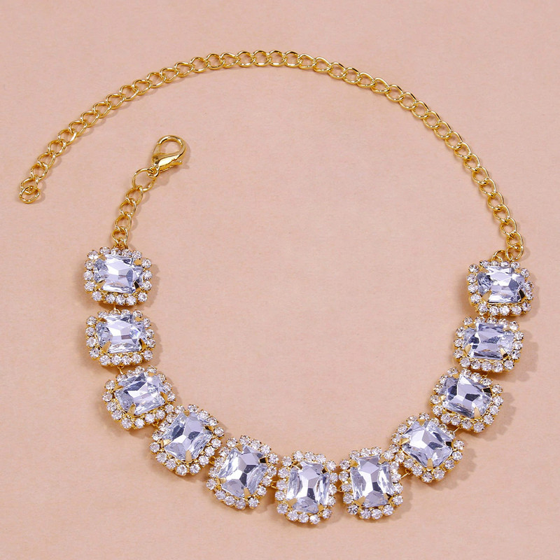 Stonefans Fashion Big Square Crystal Lanț de gleznă Comerț cu ridicata Femei Beach Sandale desculțe Lanț de gleznă Brățară Bijuterii pentru picioare