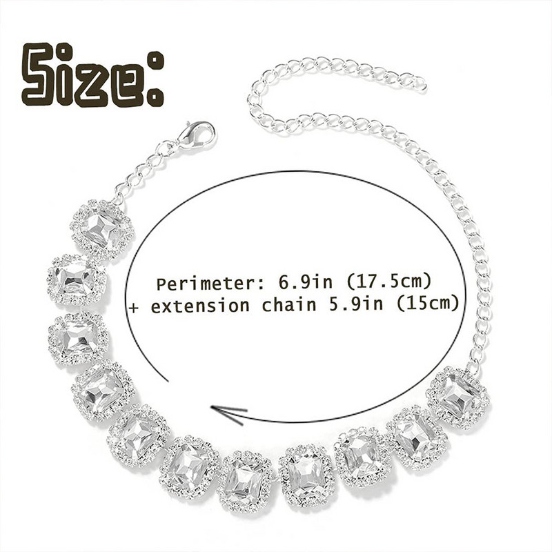 Stonefans Fashion Big Square Crystal Lanț de gleznă Comerț cu ridicata Femei Beach Sandale desculțe Lanț de gleznă Brățară Bijuterii pentru picioare