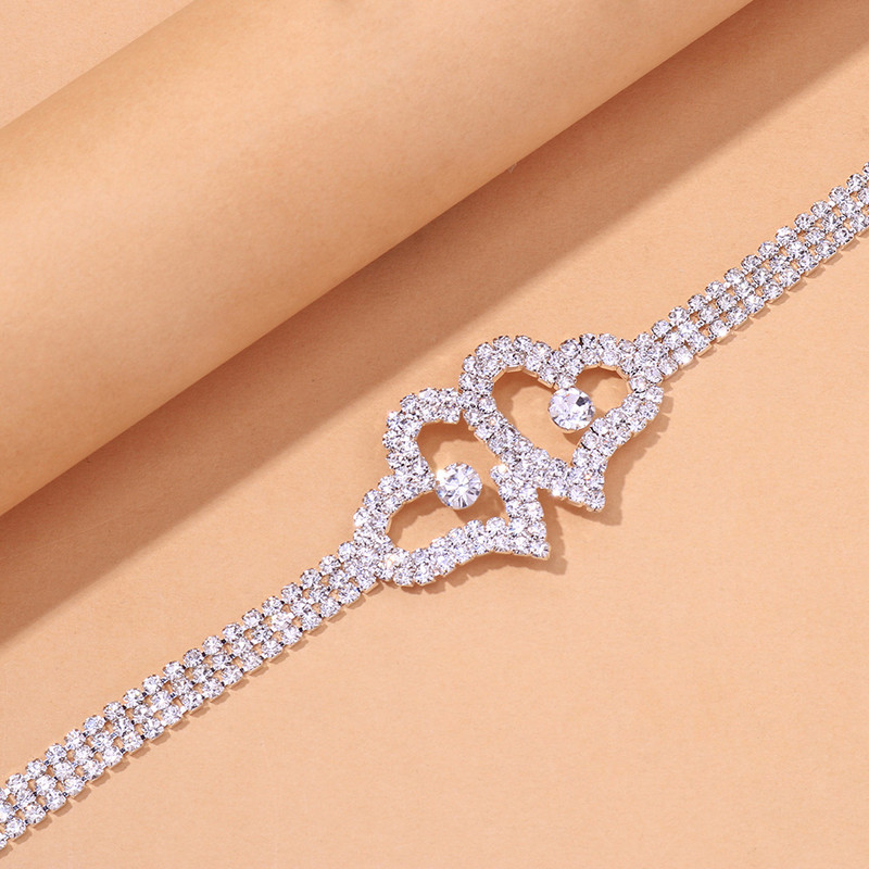 Stonefans de lux pentru femei cu stras dublu inimă gleznă cu ridicata, nou cristal, lanț de tenis, gleznă, brățări la mână, bijuterii, cadou