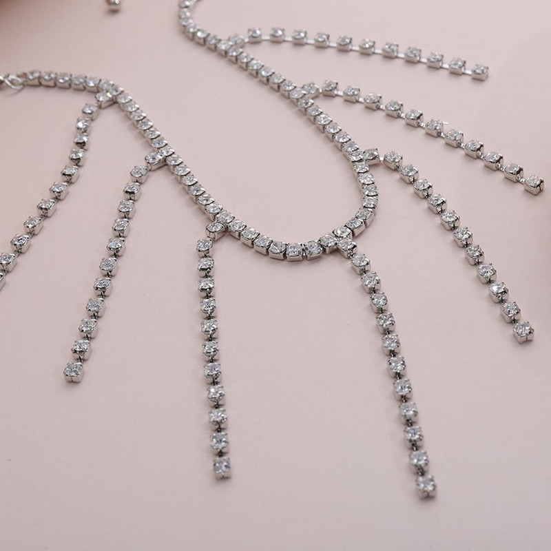 Stonefans Bijuterii simple pentru plajă, cu stras, ciucuri, gleznă, brățară pentru femei, vară, desculț, sandale croșetate, bijuterii cu lanț pentru picioare