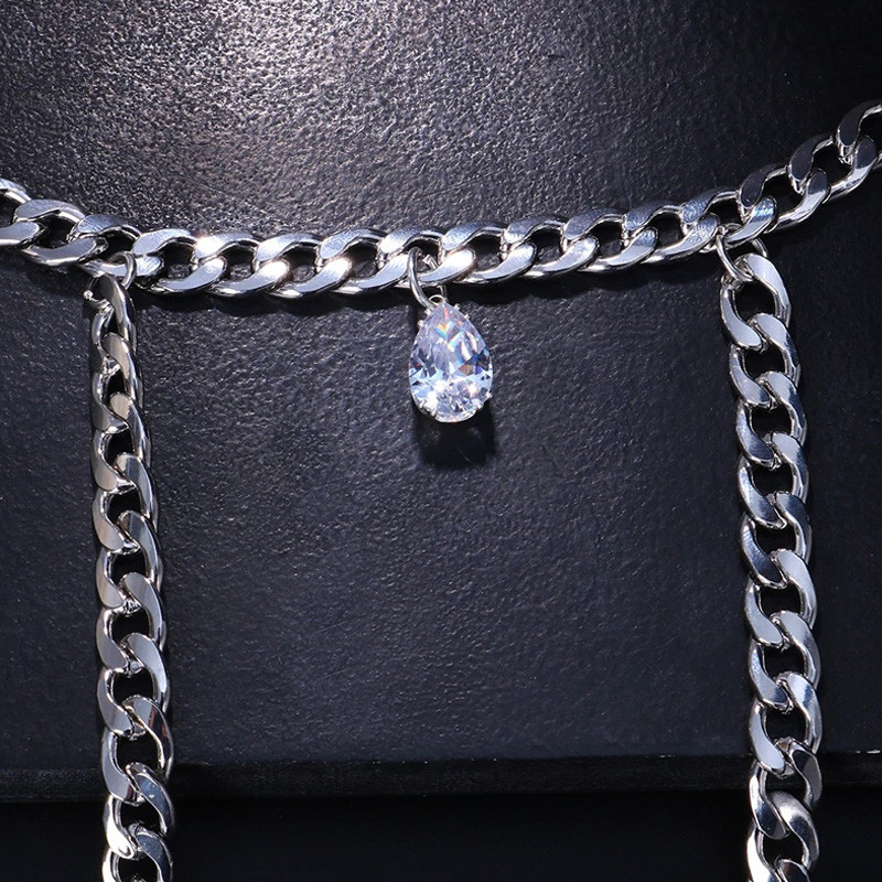 Stonefans Hip Hop gleznă din oțel din titan Bijuterii cu ridicata pentru femei, oțel inoxidabil, cu lanț de pantofi, picătură de apă