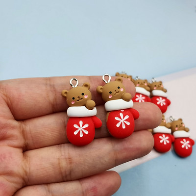 10ps Lovely Bear Glove Charms For Jewelry Making Craft DIY μενταγιόν Σκουλαρίκια βραχιόλια Χειροποίητα χαριτωμένα ζώα Floating C649