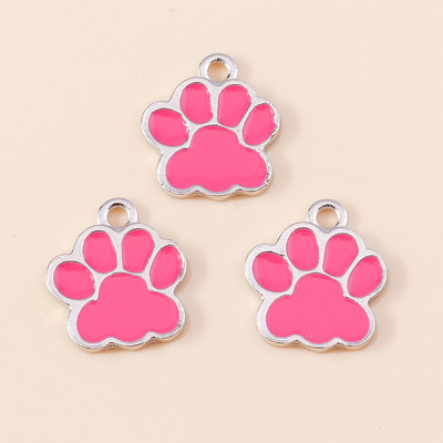 10 bucăți 16*17mm 5 culori Breloc cu amprenta labei de câine pentru realizarea de bijuterii Brelocuri de amprentă emailat Cercei DIY Pandantive Coliere Constatări