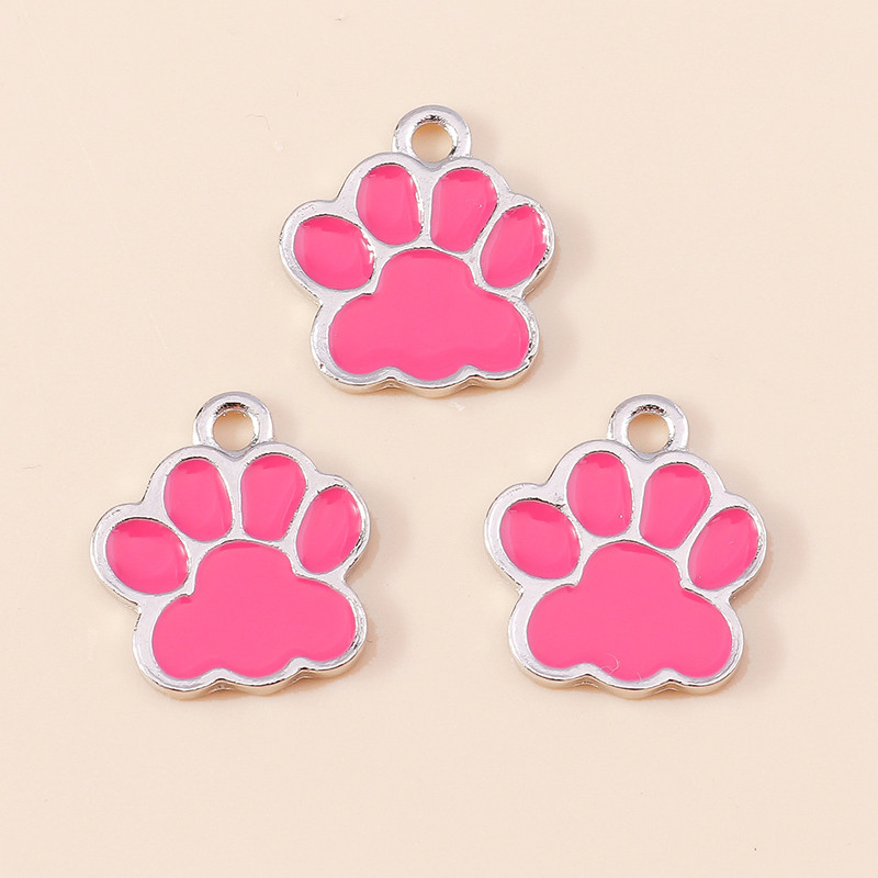 10 bucăți 16*17mm 5 culori Breloc cu amprenta labei de câine pentru realizarea de bijuterii Brelocuri de amprentă emailat Cercei DIY Pandantive Coliere Constatări