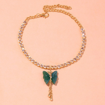 Stonefans INS Fashion Fluture Pandantiv gleznă Strass Tenis Lanț fluture ciucuri gleznă Lanț pentru picioare Bijuterii pentru picioare pentru femei