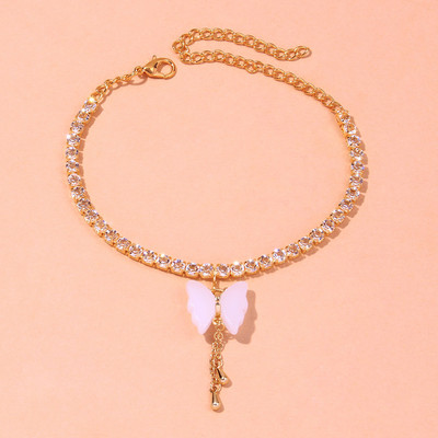 Stonefans INS Fashion Fluture Pandantiv gleznă Strass Tenis Lanț fluture ciucuri gleznă Lanț pentru picioare Bijuterii pentru picioare pentru femei