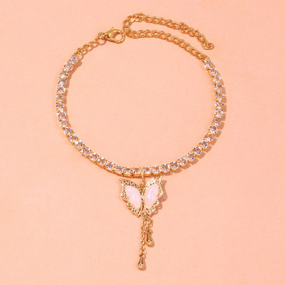 Stonefans INS Fashion Fluture Pandantiv gleznă Strass Tenis Lanț fluture ciucuri gleznă Lanț pentru picioare Bijuterii pentru picioare pentru femei