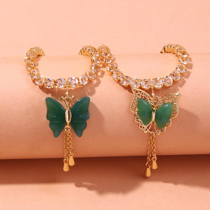 Stonefans INS Fashion Fluture Pandantiv gleznă Strass Tenis Lanț fluture ciucuri gleznă Lanț pentru picioare Bijuterii pentru picioare pentru femei