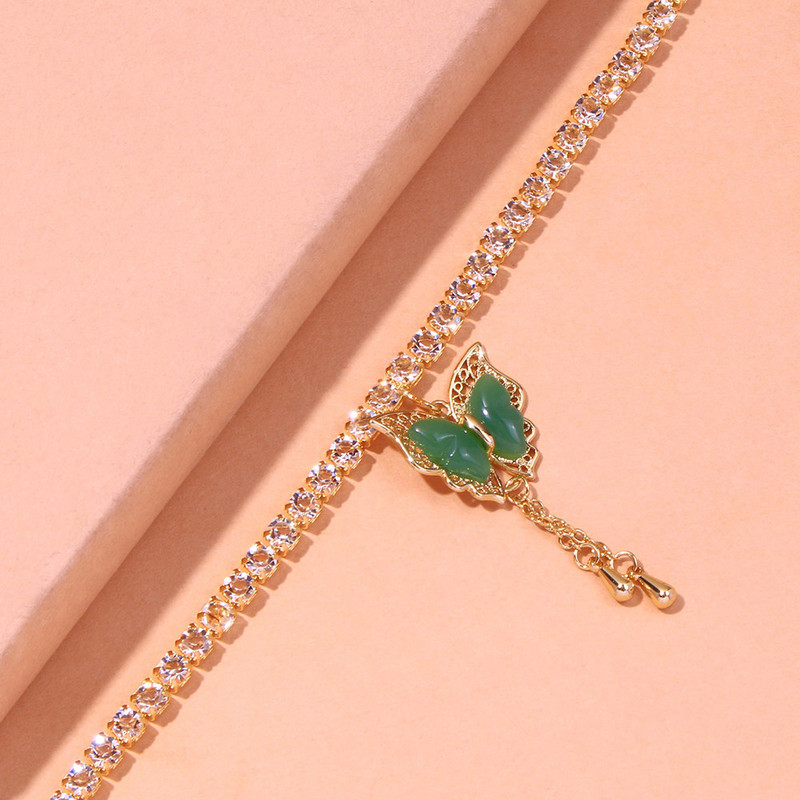 Stonefans INS Fashion Fluture Pandantiv gleznă Strass Tenis Lanț fluture ciucuri gleznă Lanț pentru picioare Bijuterii pentru picioare pentru femei