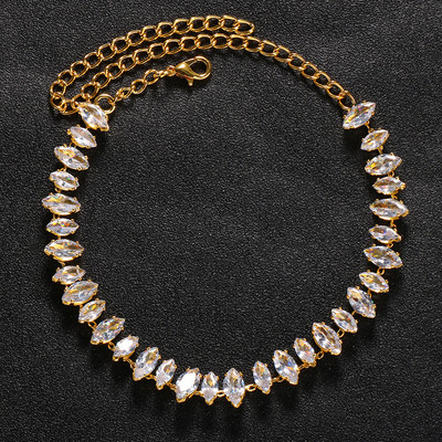 Stonefans Brățară de gleznă de lux cu zirconiu cubic de culoare argintie pentru femei Bijuterii de lanț de picior neregulate în formă de romb