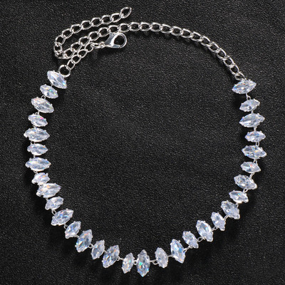 Stonefans Brățară de gleznă de lux cu zirconiu cubic de culoare argintie pentru femei Bijuterii de lanț de picior neregulate în formă de romb