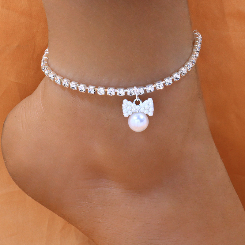 Stonefans Ins Fashion Bow margele pandantiv gleznă brățară pentru femei plajă desculț stras gleznă lanț en-gros bijuterii pentru picioare