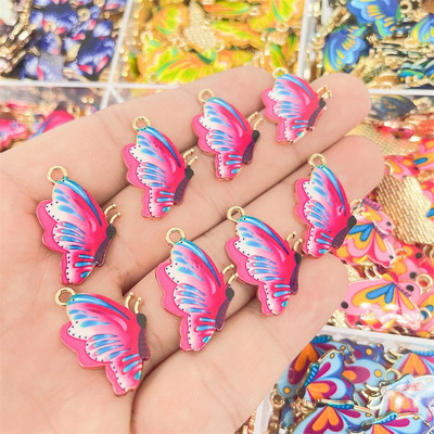 JQ 20 buc/lot 2022 Trend drăguț smalț fluture pandantiv auriu insecte aliaj farmec pentru cercei colier bijuterii consumabile