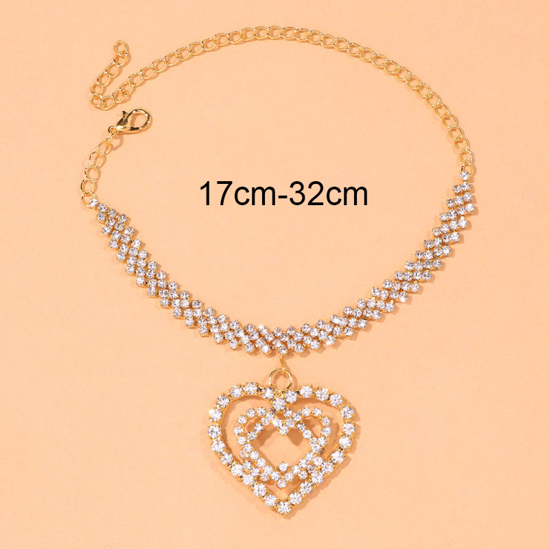 Stonefans Bling strasuri dublu inimă gleznă bijuterii pentru femei moda dragoste pandantiv gleznă picior brăţară cristal picior lanţ