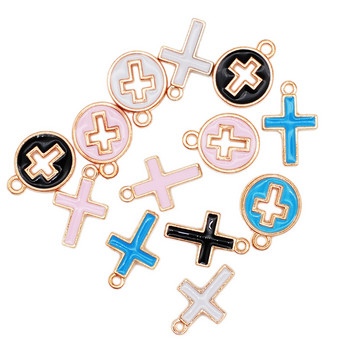 30 бр./лот Candy Color Cross Oil Drop Charms Направи си сам гривна Изработка на колие Висулка за направи си сам ръчно изработени бижута